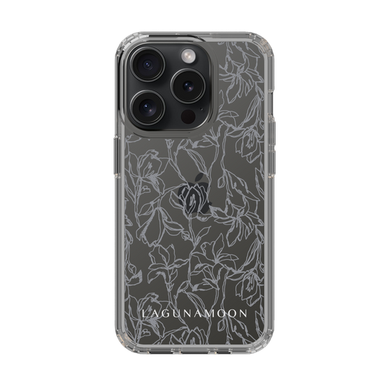 Slim Protection Case［ LAGUNAMOON - FlowerPattern - Clear×Grey ］