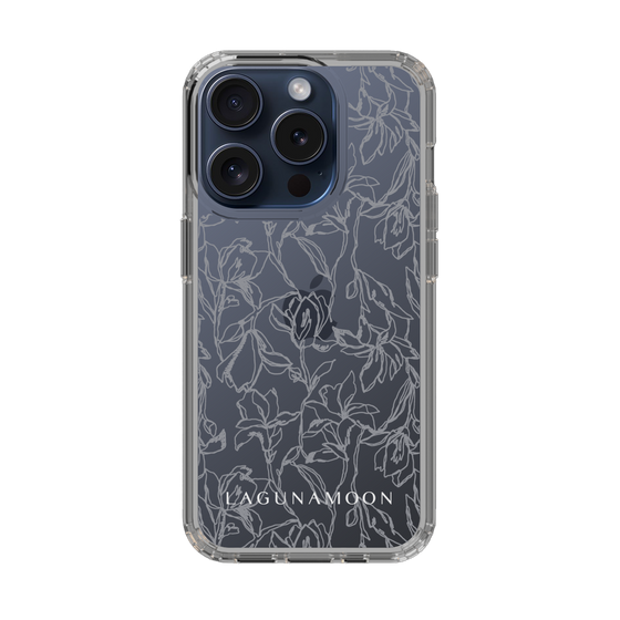 Slim Protection Case［ LAGUNAMOON - FlowerPattern - Clear×Grey ］