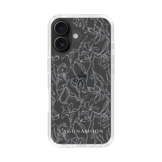 Slim Protection Case［ LAGUNAMOON - FlowerPattern - Clear×Grey ］