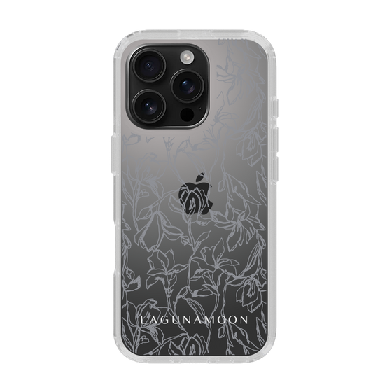 Slim Protection Case［ LAGUNAMOON - FlowerPattern - Clear×Grey ］