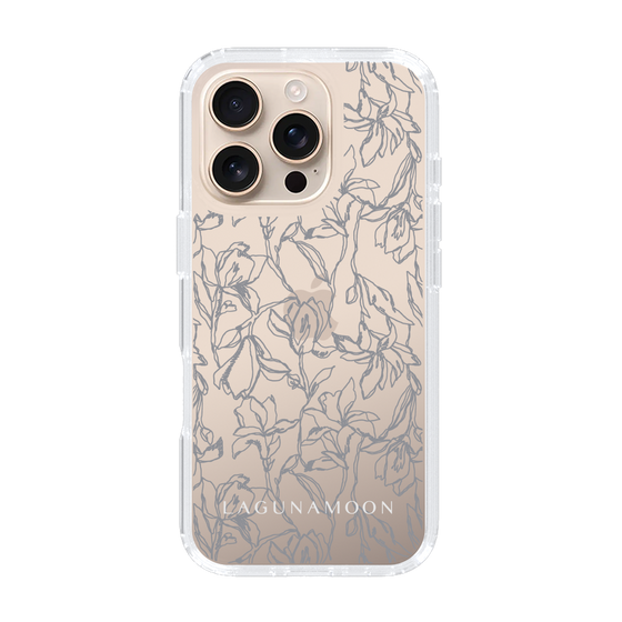 Slim Protection Case［ LAGUNAMOON - FlowerPattern - Clear×Grey ］