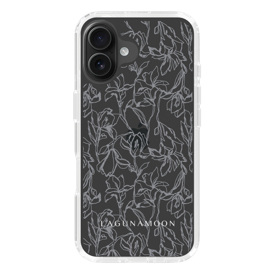 Slim Protection Case［ LAGUNAMOON - FlowerPattern - Clear×Grey ］