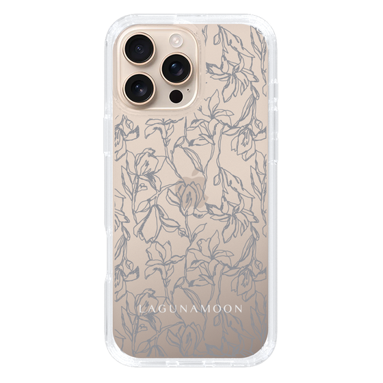Slim Protection Case［ LAGUNAMOON - FlowerPattern - Clear×Grey ］