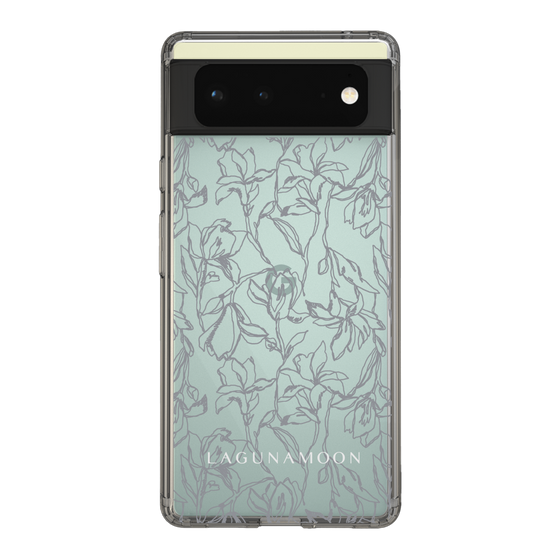 Slim Protection Case［ LAGUNAMOON - FlowerPattern - Clear×Grey ］