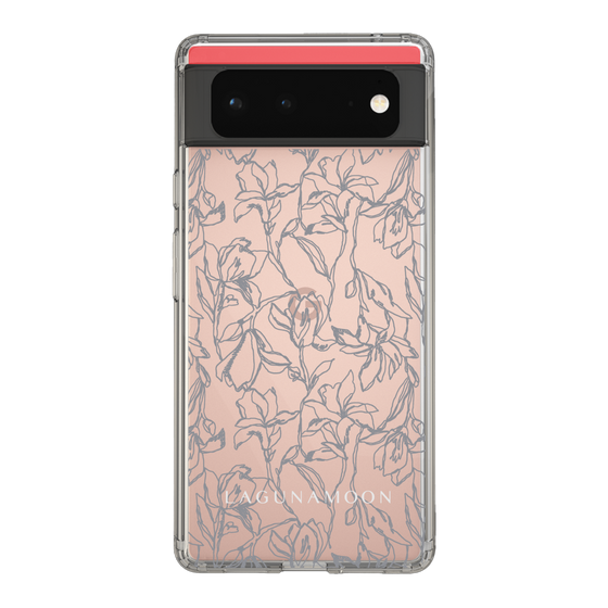 Slim Protection Case［ LAGUNAMOON - FlowerPattern - Clear×Grey ］