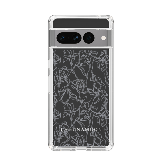 Slim Protection Case［ LAGUNAMOON - FlowerPattern - Clear×Grey ］