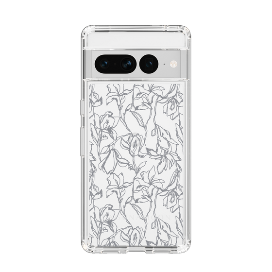 Slim Protection Case［ LAGUNAMOON - FlowerPattern - Clear×Grey ］