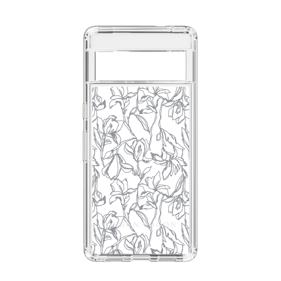 Slim Protection Case［ LAGUNAMOON - FlowerPattern - Clear×Grey ］
