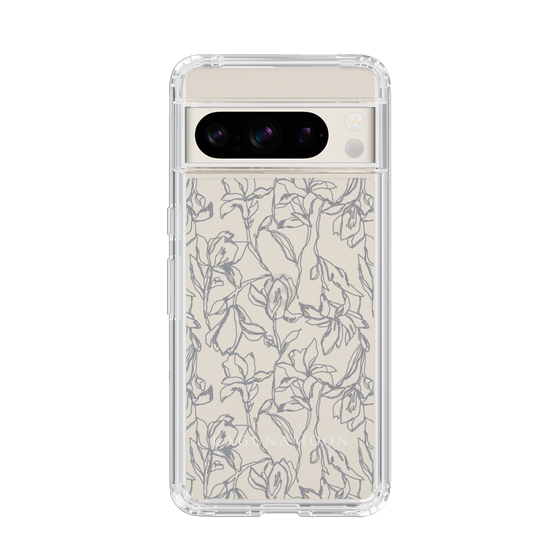 Slim Protection Case［ LAGUNAMOON - FlowerPattern - Clear×Grey ］