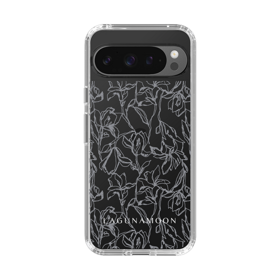 Slim Protection Case［ LAGUNAMOON - FlowerPattern - Clear×Grey ］