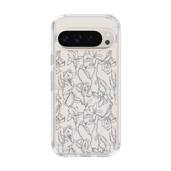 Slim Protection Case［ LAGUNAMOON - FlowerPattern - Clear×Grey ］