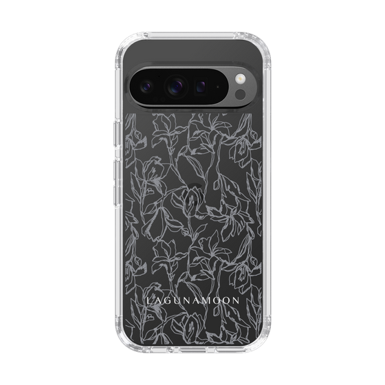 Slim Protection Case［ LAGUNAMOON - FlowerPattern - Clear×Grey ］