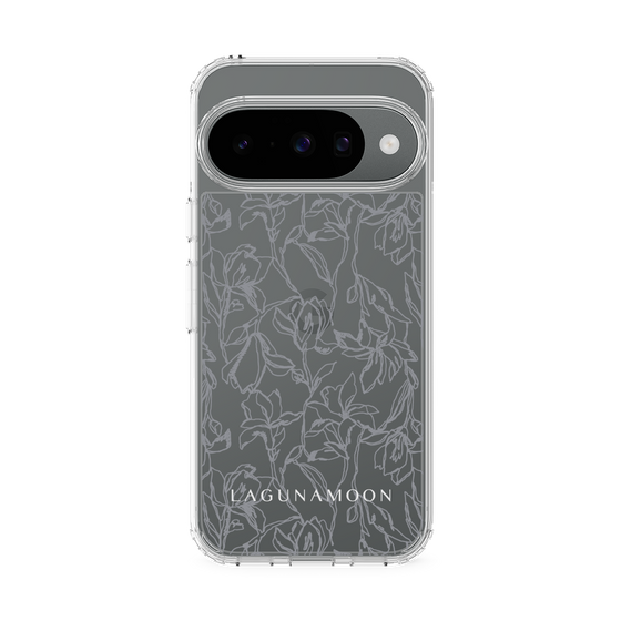 Slim Protection Case［ LAGUNAMOON - FlowerPattern - Clear×Grey ］