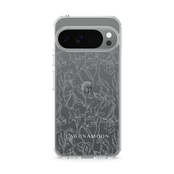 Slim Protection Case［ LAGUNAMOON - FlowerPattern - Clear×Grey ］
