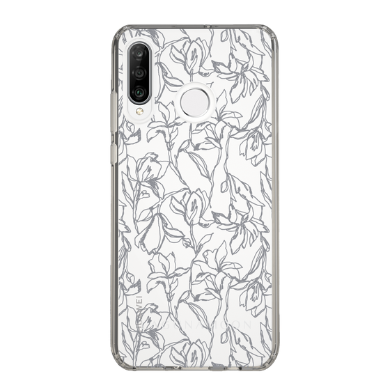 Slim Protection Case［ LAGUNAMOON - FlowerPattern - Clear×Grey ］