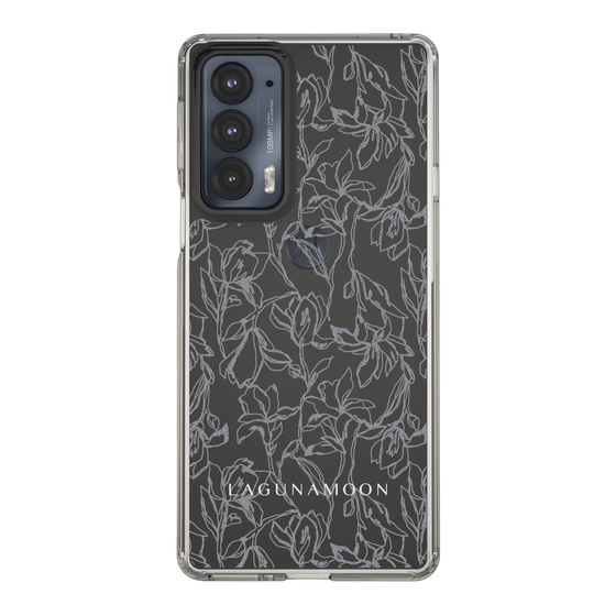 Slim Protection Case［ LAGUNAMOON - FlowerPattern - Clear×Grey ］