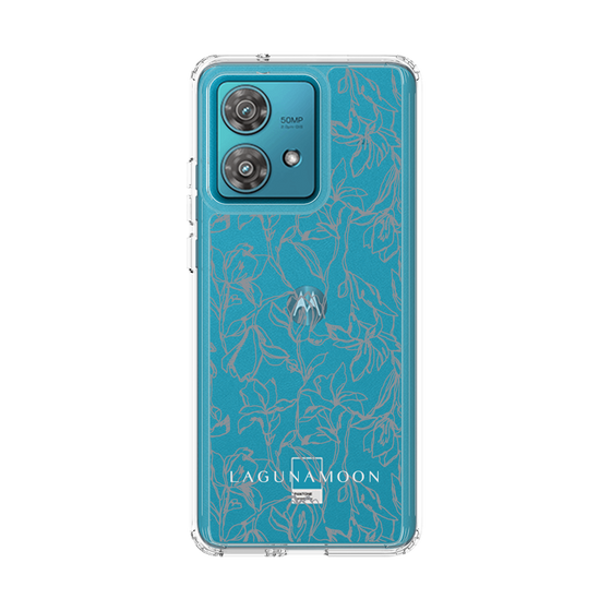 Slim Protection Case［ LAGUNAMOON - FlowerPattern - Clear×Grey ］