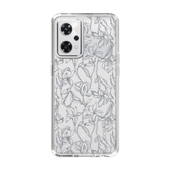 Slim Protection Case［ LAGUNAMOON - FlowerPattern - Clear×Grey ］