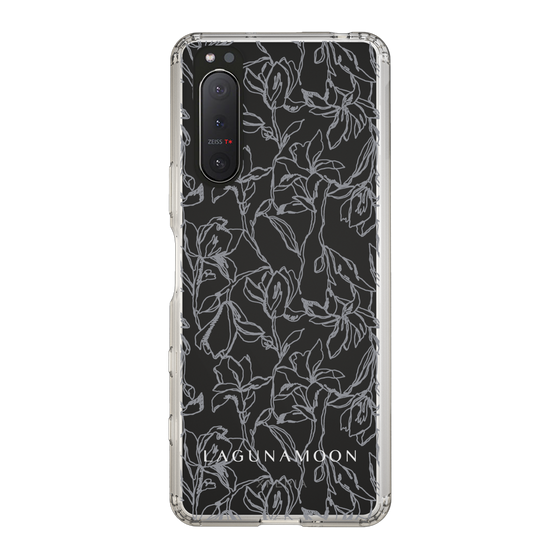 Slim Protection Case［ LAGUNAMOON - FlowerPattern - Clear×Grey ］