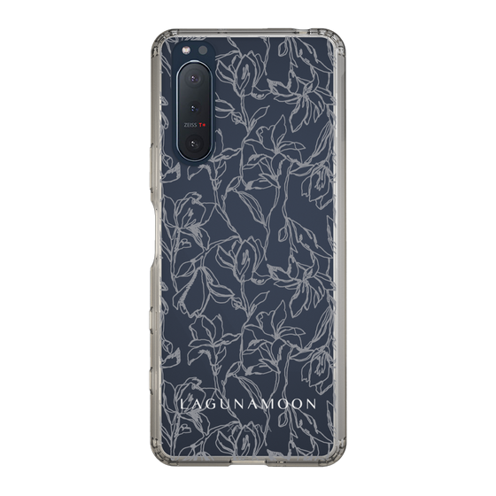 Slim Protection Case［ LAGUNAMOON - FlowerPattern - Clear×Grey ］