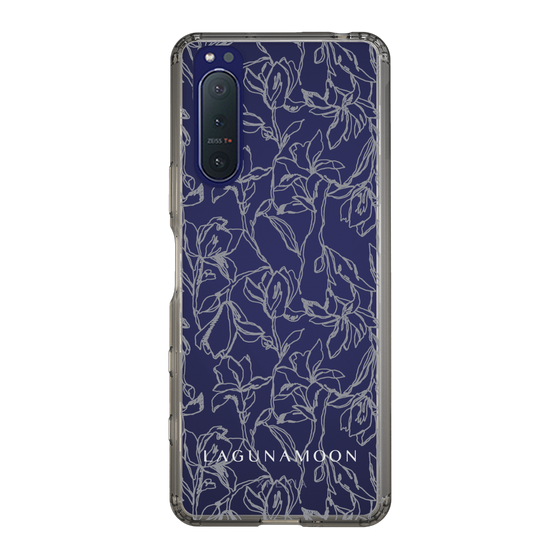 Slim Protection Case［ LAGUNAMOON - FlowerPattern - Clear×Grey ］
