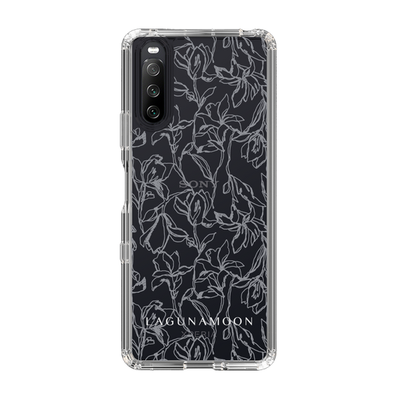 Slim Protection Case［ LAGUNAMOON - FlowerPattern - Clear×Grey ］