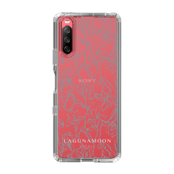 Slim Protection Case［ LAGUNAMOON - FlowerPattern - Clear×Grey ］