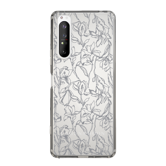 Slim Protection Case［ LAGUNAMOON - FlowerPattern - Clear×Grey ］