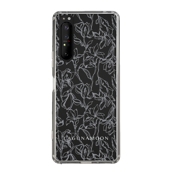 Slim Protection Case［ LAGUNAMOON - FlowerPattern - Clear×Grey ］