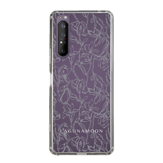 Slim Protection Case［ LAGUNAMOON - FlowerPattern - Clear×Grey ］