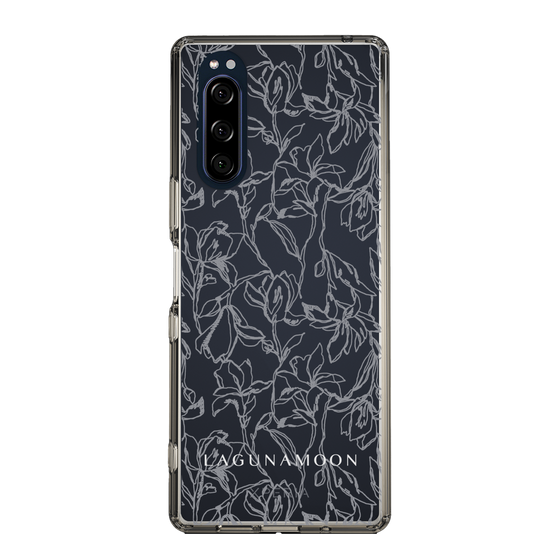 Slim Protection Case［ LAGUNAMOON - FlowerPattern - Clear×Grey ］
