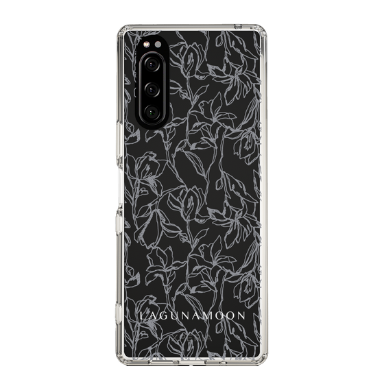 Slim Protection Case［ LAGUNAMOON - FlowerPattern - Clear×Grey ］