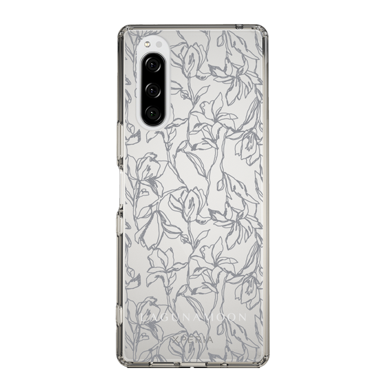 Slim Protection Case［ LAGUNAMOON - FlowerPattern - Clear×Grey ］
