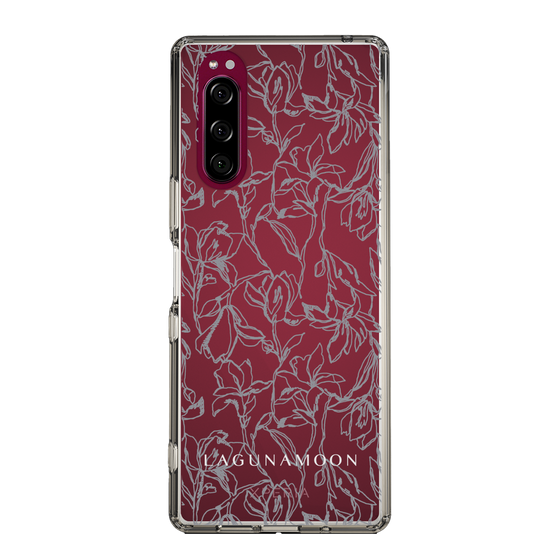 Slim Protection Case［ LAGUNAMOON - FlowerPattern - Clear×Grey ］