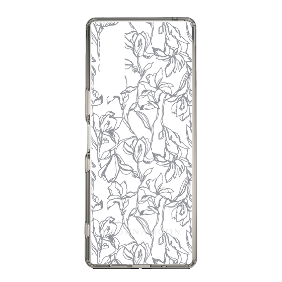 Slim Protection Case［ LAGUNAMOON - FlowerPattern - Clear×Grey ］