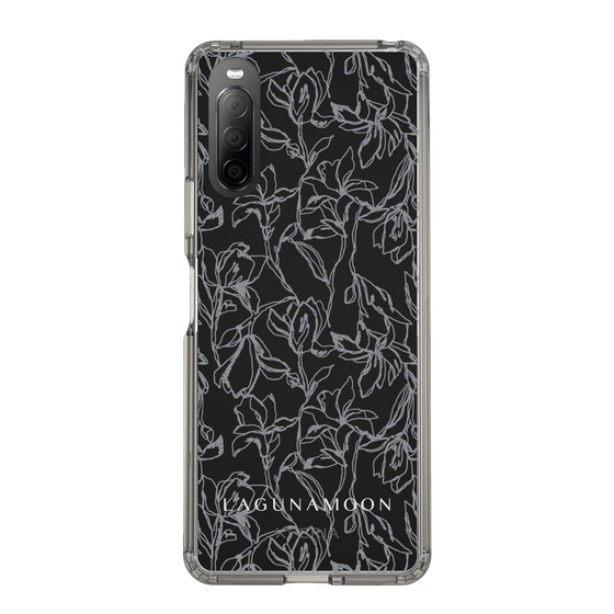 Slim Protection Case［ LAGUNAMOON - FlowerPattern - Clear×Grey ］