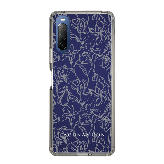 Slim Protection Case［ LAGUNAMOON - FlowerPattern - Clear×Grey ］