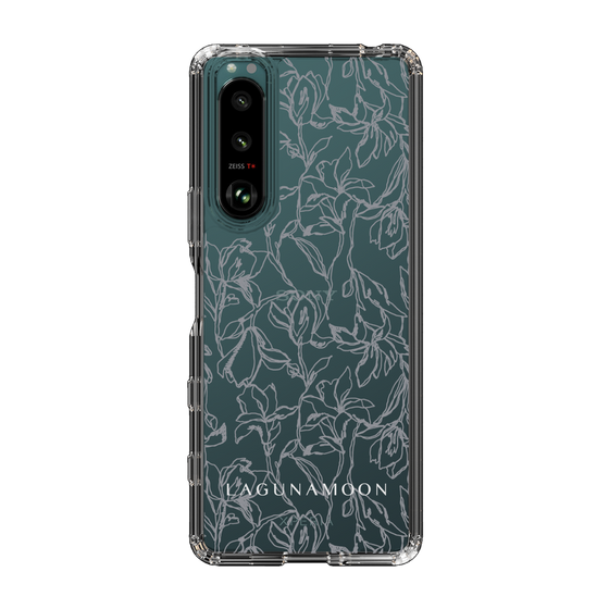 Slim Protection Case［ LAGUNAMOON - FlowerPattern - Clear×Grey ］