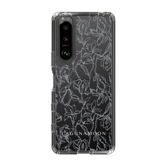 Slim Protection Case［ LAGUNAMOON - FlowerPattern - Clear×Grey ］