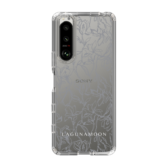Slim Protection Case［ LAGUNAMOON - FlowerPattern - Clear×Grey ］