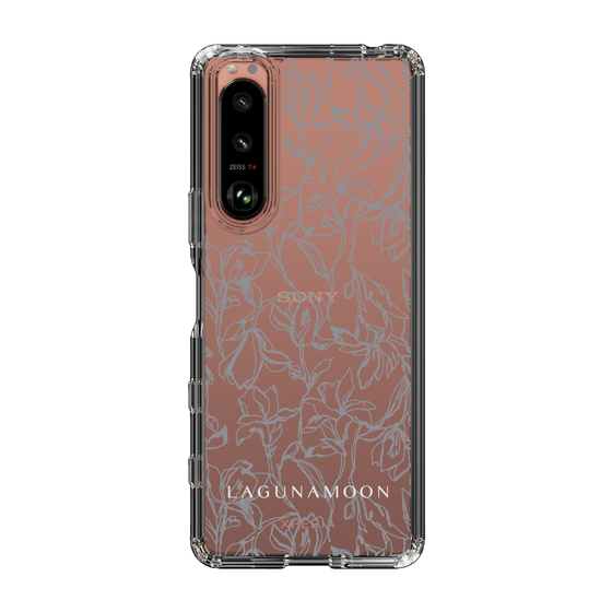 Slim Protection Case［ LAGUNAMOON - FlowerPattern - Clear×Grey ］