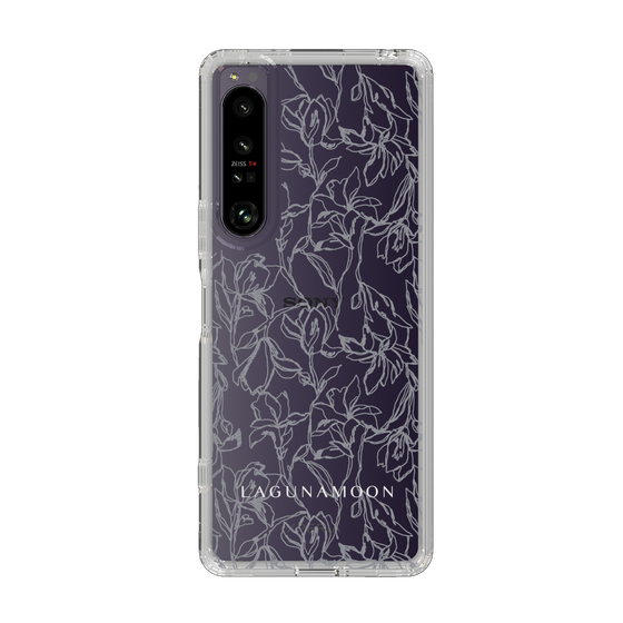 Slim Protection Case［ LAGUNAMOON - FlowerPattern - Clear×Grey ］