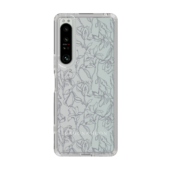 Slim Protection Case［ LAGUNAMOON - FlowerPattern - Clear×Grey ］
