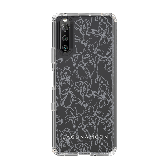 Slim Protection Case［ LAGUNAMOON - FlowerPattern - Clear×Grey ］
