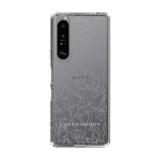 Slim Protection Case［ LAGUNAMOON - FlowerPattern - Clear×Grey ］
