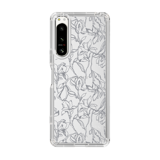 Slim Protection Case［ LAGUNAMOON - FlowerPattern - Clear×Grey ］