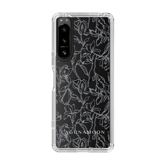 Slim Protection Case［ LAGUNAMOON - FlowerPattern - Clear×Grey ］
