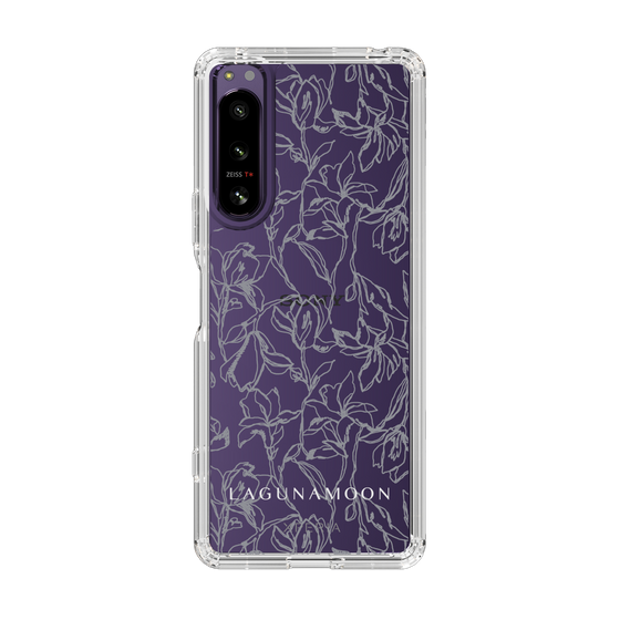 Slim Protection Case［ LAGUNAMOON - FlowerPattern - Clear×Grey ］