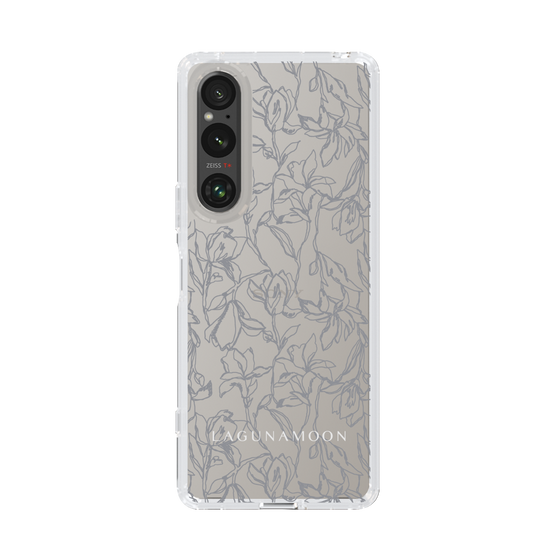 Slim Protection Case［ LAGUNAMOON - FlowerPattern - Clear×Grey ］