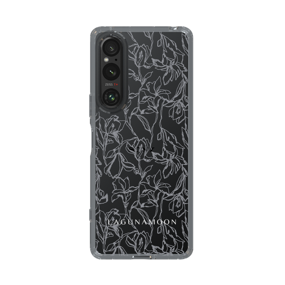 Slim Protection Case［ LAGUNAMOON - FlowerPattern - Clear×Grey ］